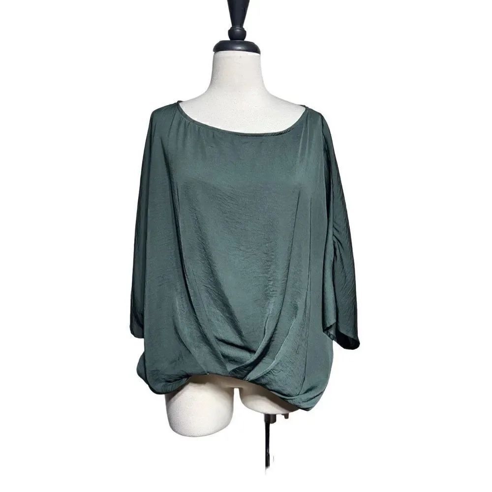 She + Sky Green Silky Kimono Sleeve Blouse Size Medium
